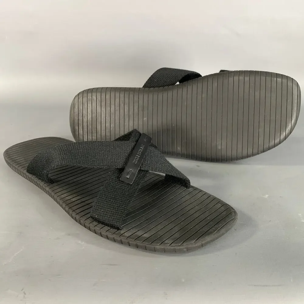 DIOR HOMME Size 10 Black Mixed Fabrics Rubber Canvas Straps Sandals